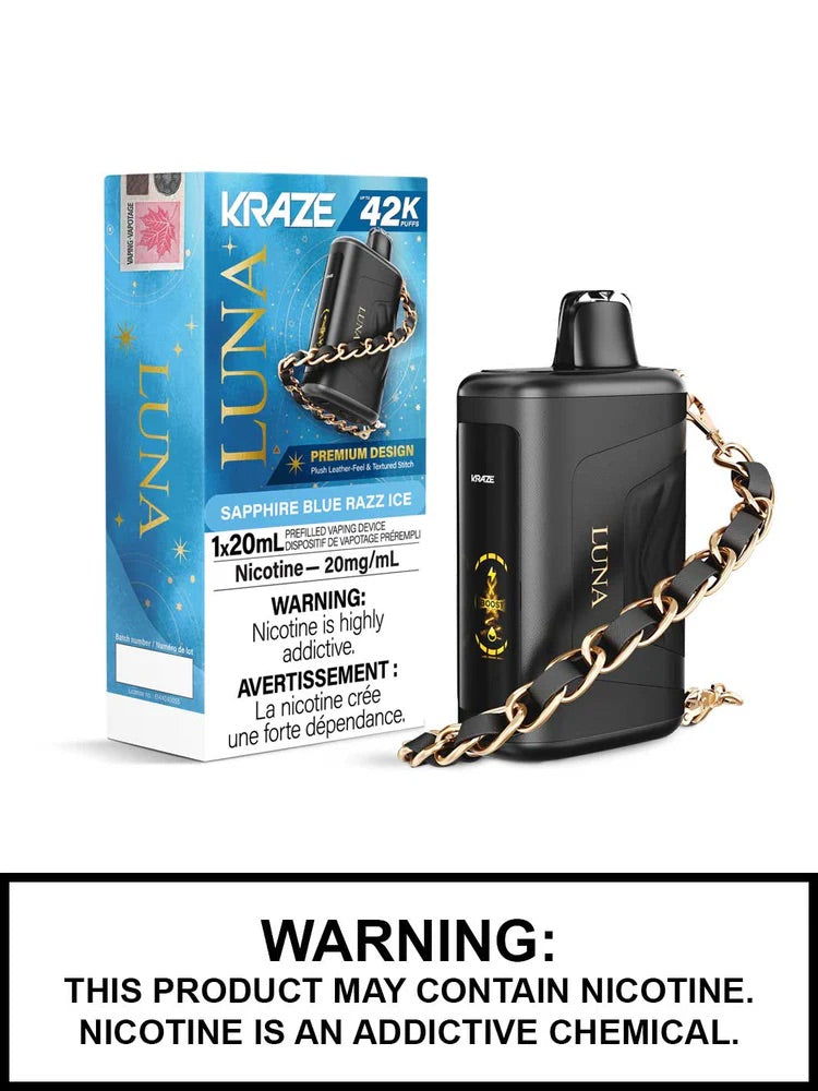 Kraze Luna 42k sappihire blue razz ice (provincial tax)