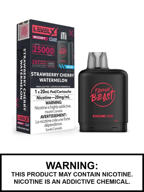 Flavour Beast Level x Boost G2 25k Strawberry Cherry watermelon (Provincial Tax)