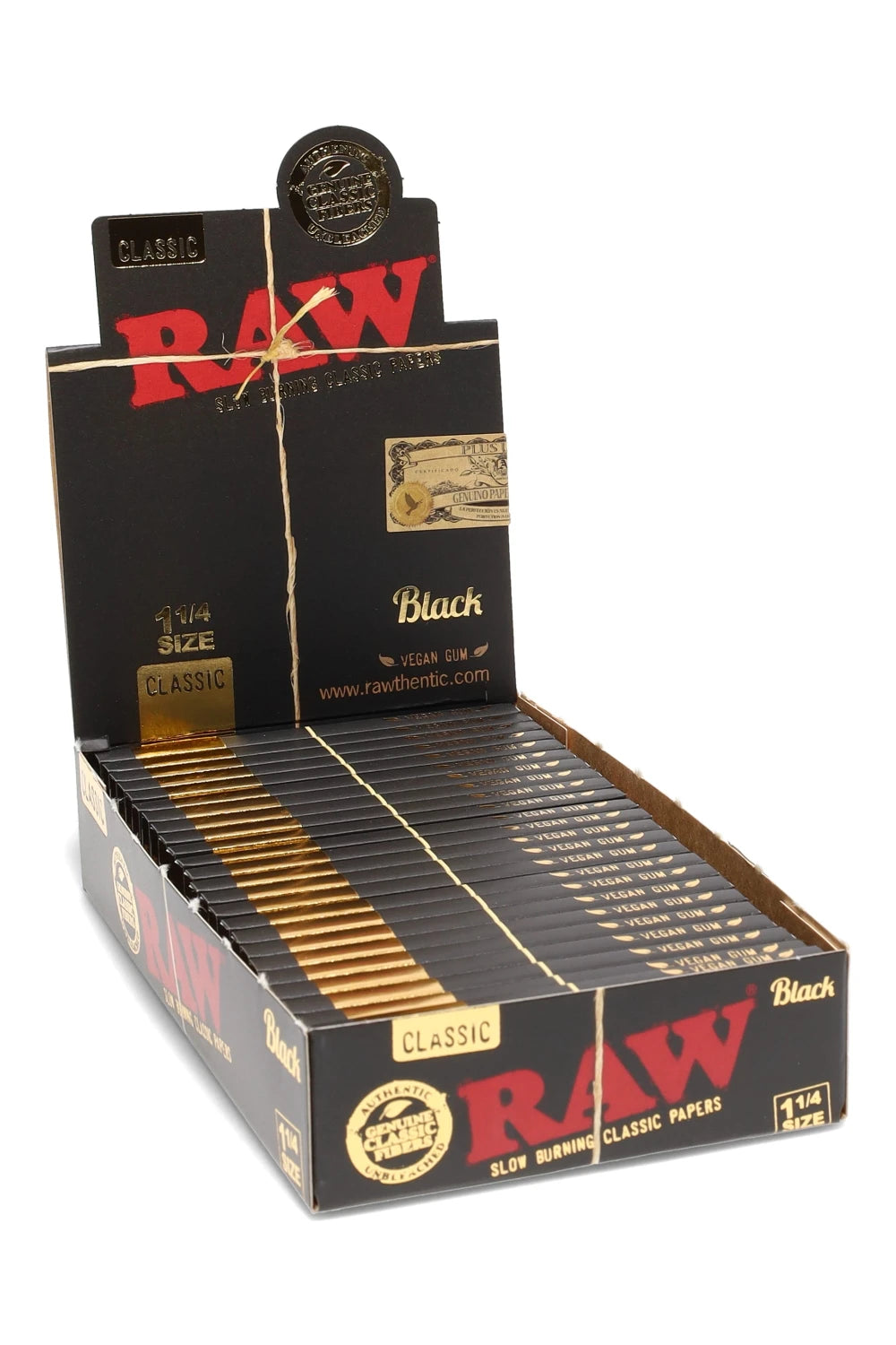 Raw Rolling Paper Black Vegan Gum1 1/4