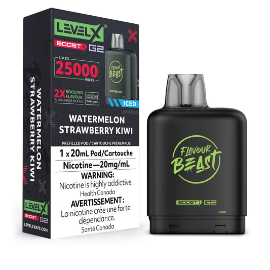 Flavour Beast Level x Boost G2 25k Watermelon strawberry kiwi (Provincial Tax)