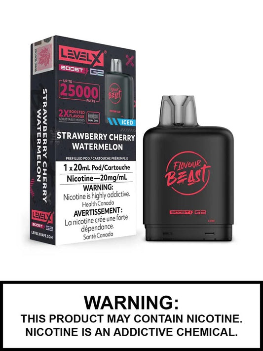 Flavour Beast Level x Boost G2 25k Strawberry Cherry watermelon (Provincial Tax)