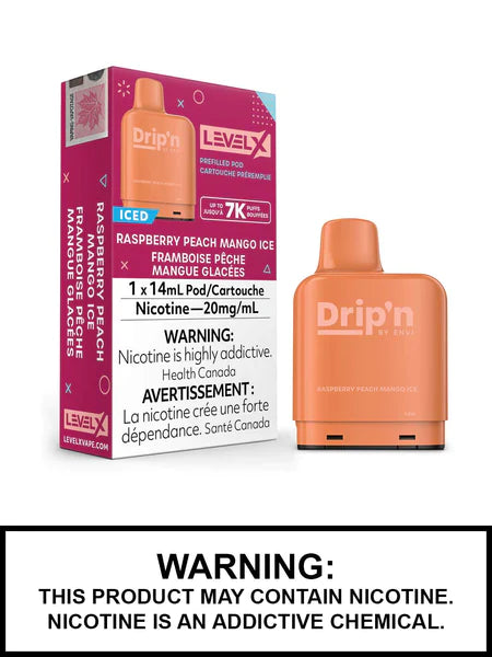 Drip’n level x pods raspberry peach mango ice