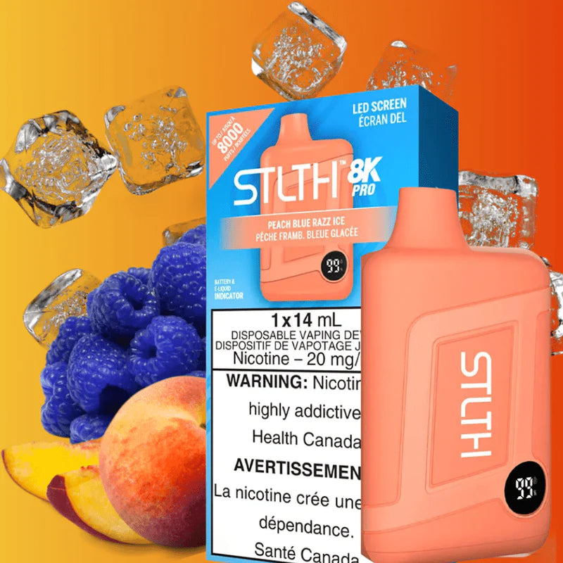 Stlth 8k pro peach blue razz ice