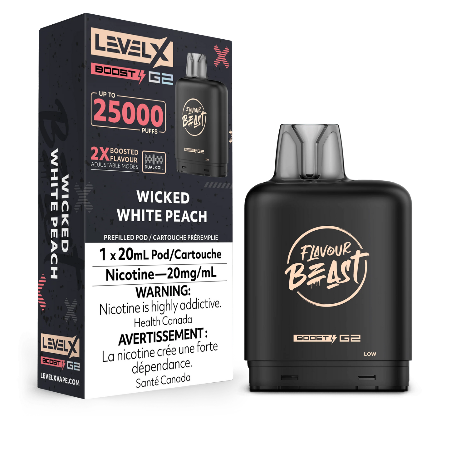 Flavour Beast Level x Boost G2 25k Wicked White Peach *