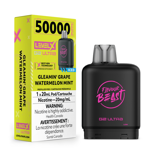 Flavour Beast Level X G2 Ultra 50k Gleamin’ Grape Watermelon Mint*