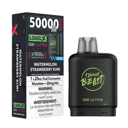 Flavour Beast Level X G2 Ultra 50k Watermelon Strawberry Kiwi*