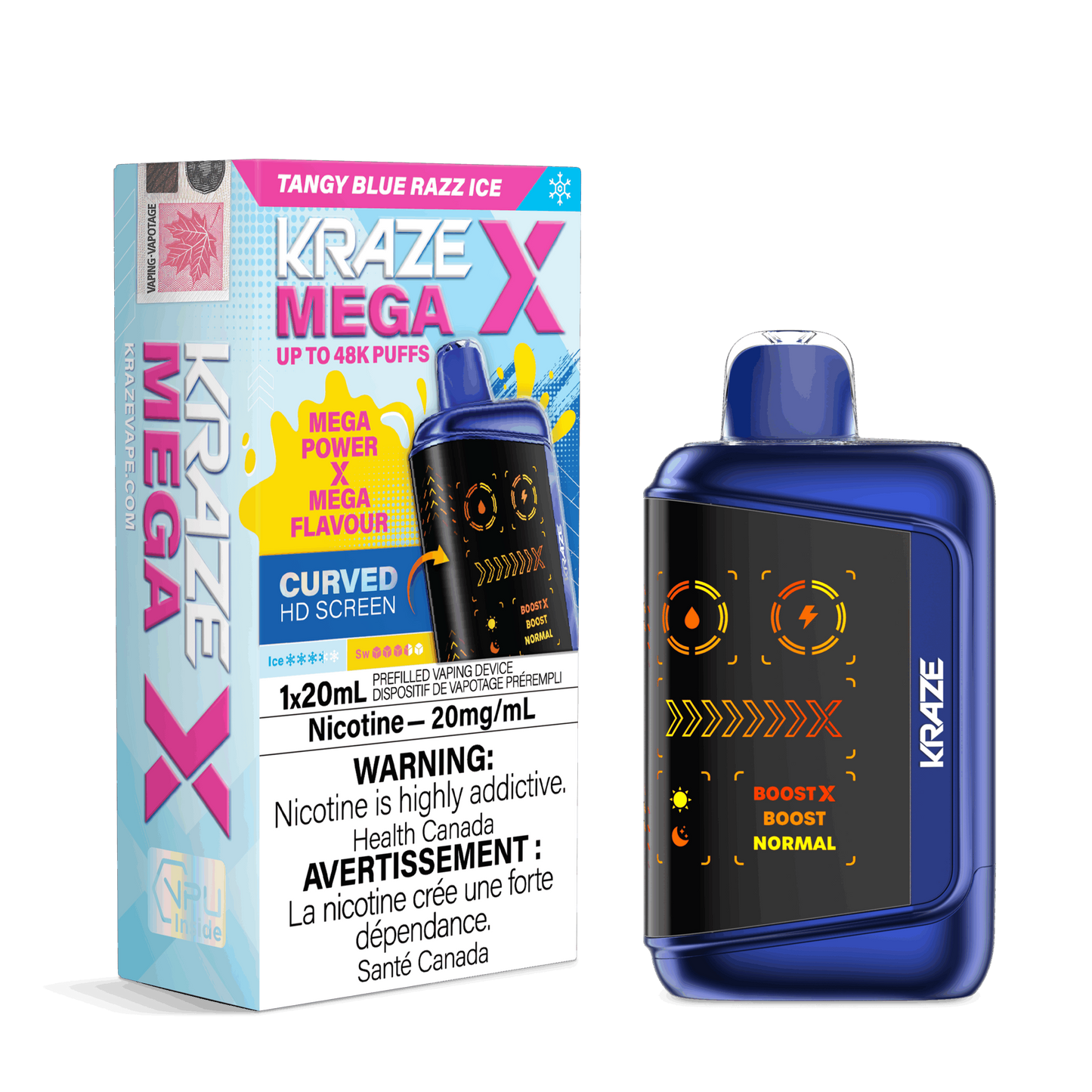 Kraze mega x 48k tangy blue razz ice