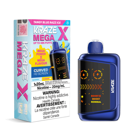 Kraze mega x 48k tangy blue razz ice