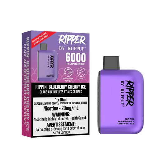 Ripper By RUFPUF 6000 Rippin’ Blueberry Cherry Ice 20mg