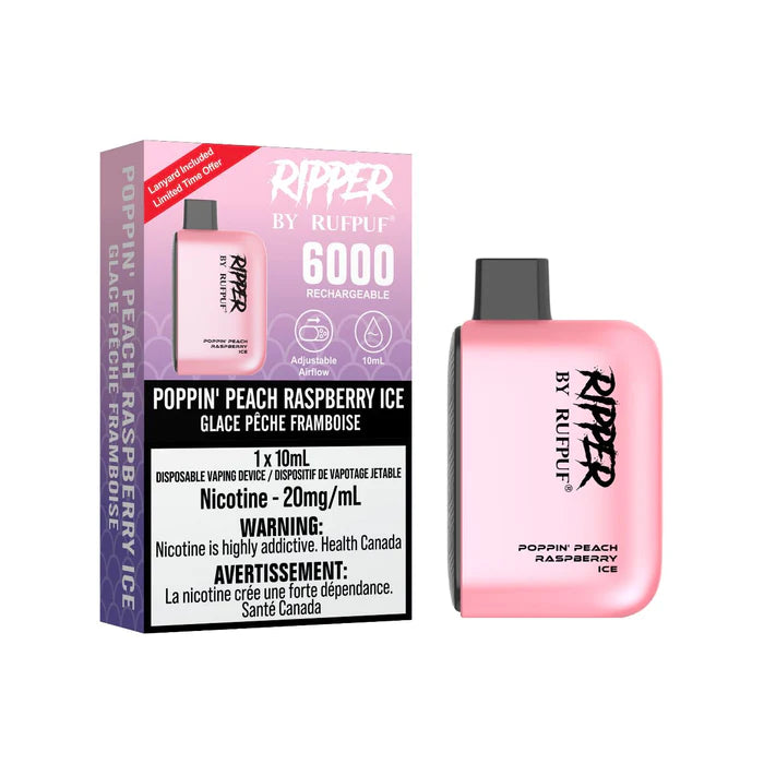 Ripper by RufPuf 6000 Poppin’ Peach Raspberry Ice 20mg