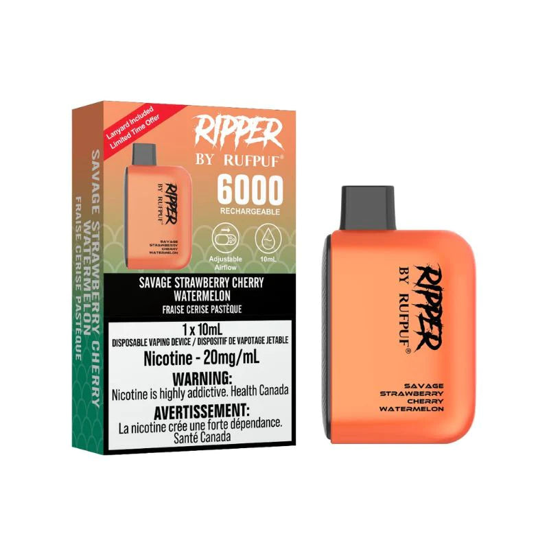 Ripper by RufPuf 6000 Savage Strawberry Cherry  Watermelon 20mg