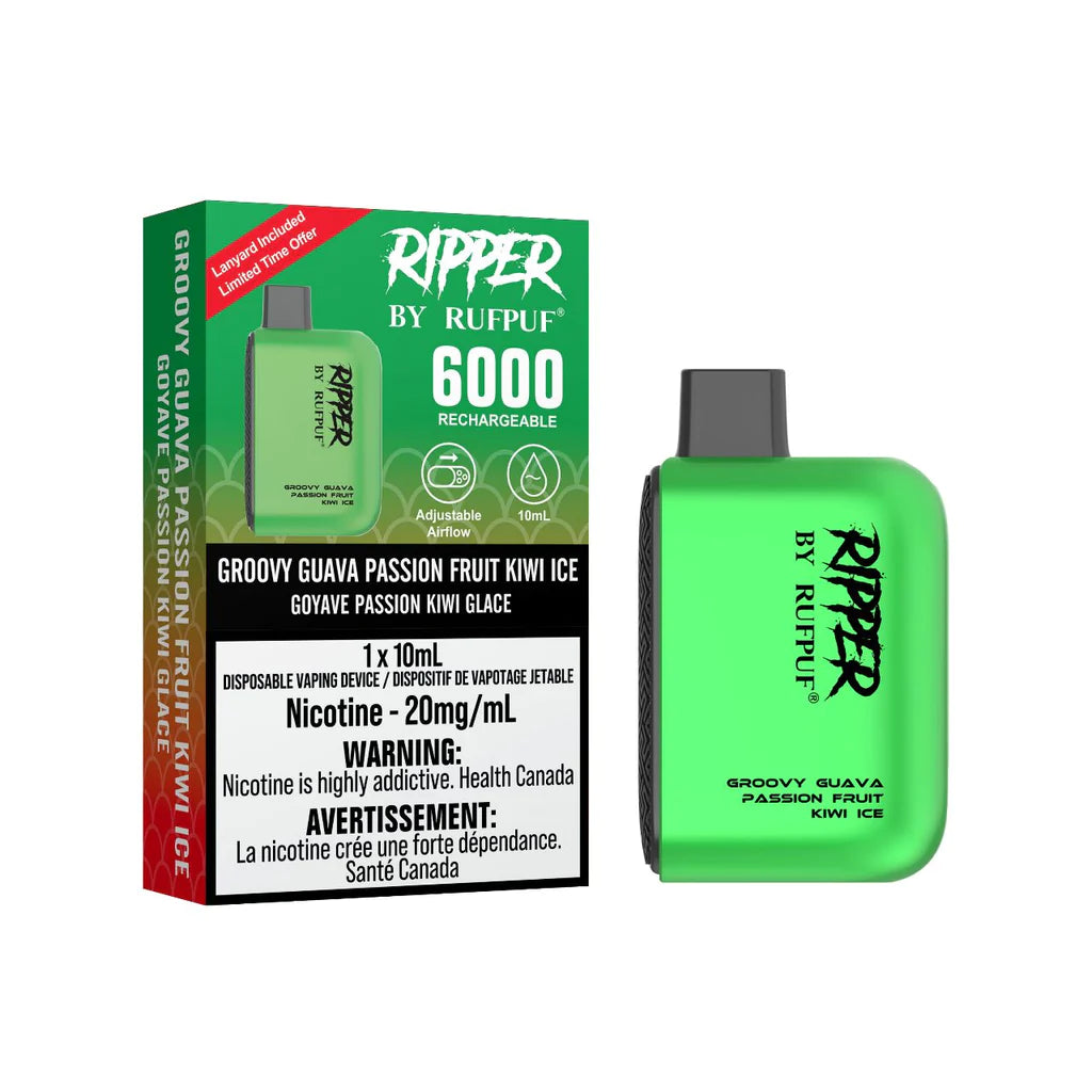 Ripper by RufPuf 6000 Groovy Guava Passion Fruit Kiwi Ice 20mg